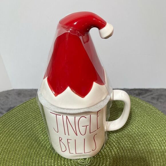 Rae Dunn Jingle Bells Mug with Topper NWT - Picture 3 of 7